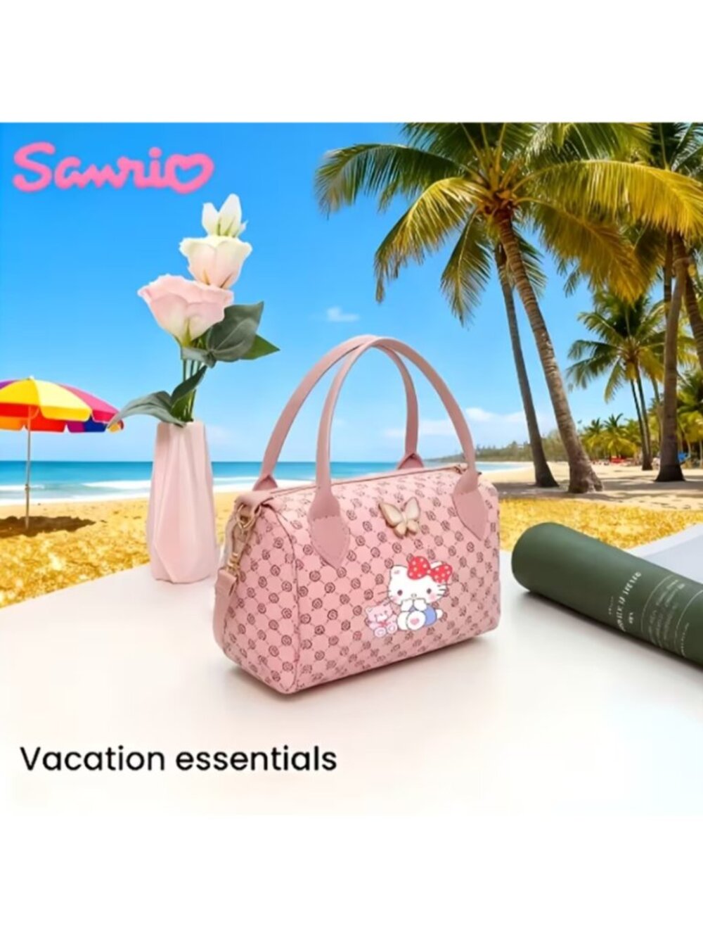 Hello Kitty Pink Crossbody Satchel Handbag with Butterfly Accent Cute Sanrio - Picture 4 of 4